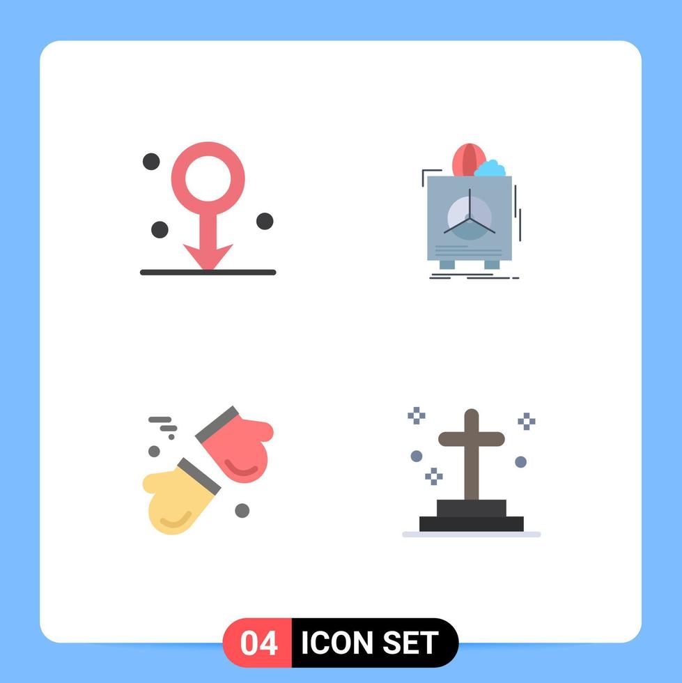 Group of 4 Flat Icons Signs and Symbols for biology alpine medical product canada Editable Vector Design Elements