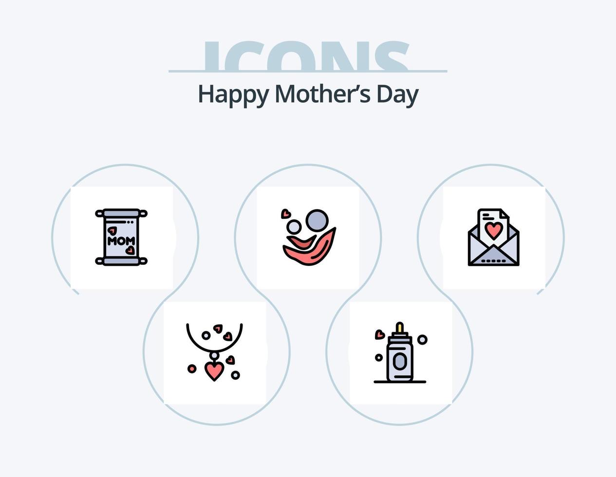 Happy Mothers Day Line Filled Icon Pack 5 Icon Design. . mom . party. card . child vector