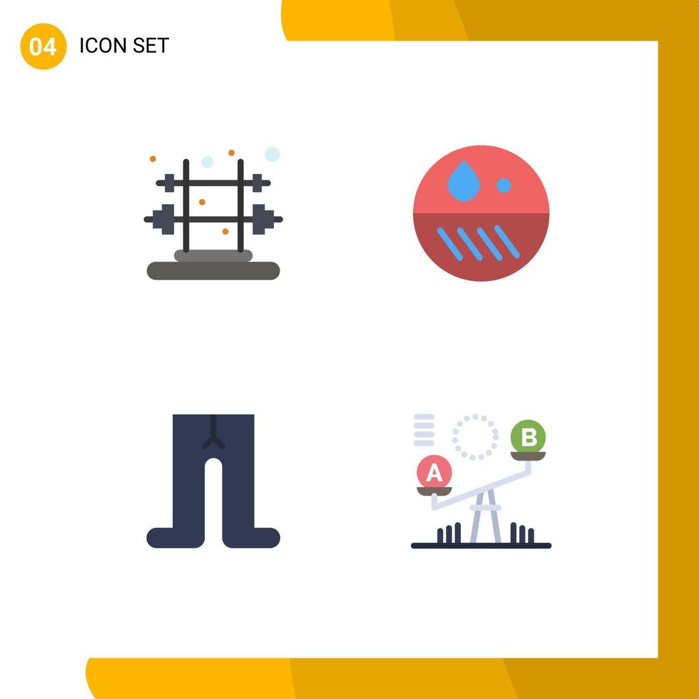 Set of 4 Vector Flat Icons on Grid for fitness tights dermatologist skin decision Editable Vector Design Elements