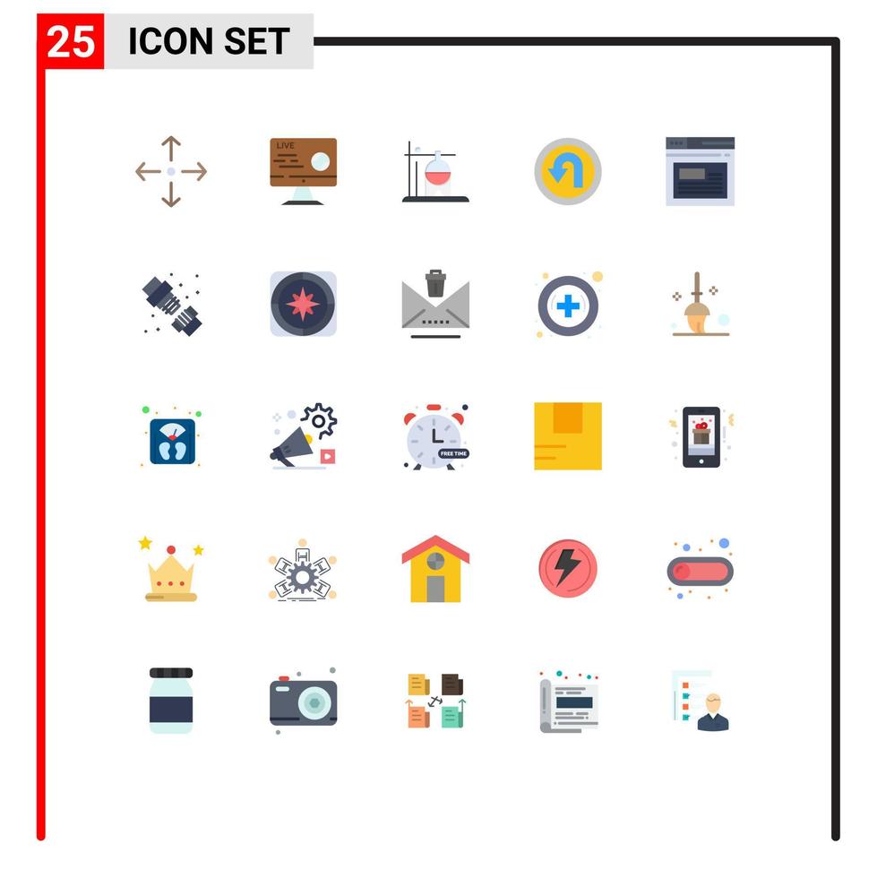 Universal Icon Symbols Group of 25 Modern Flat Colors of page way healthcare navigation arrow Editable Vector Design Elements