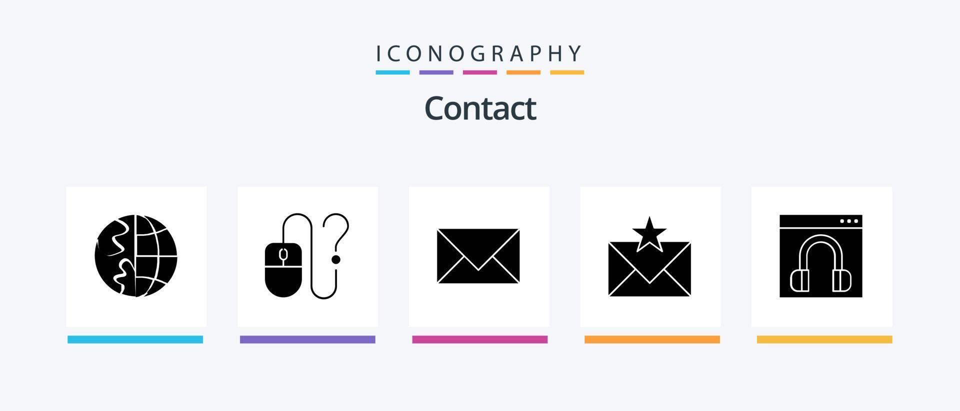 paquete de iconos de glifo 5 de contacto que incluye sobre. comunicación. información sobre. Contáctenos. diseño de iconos creativos vector