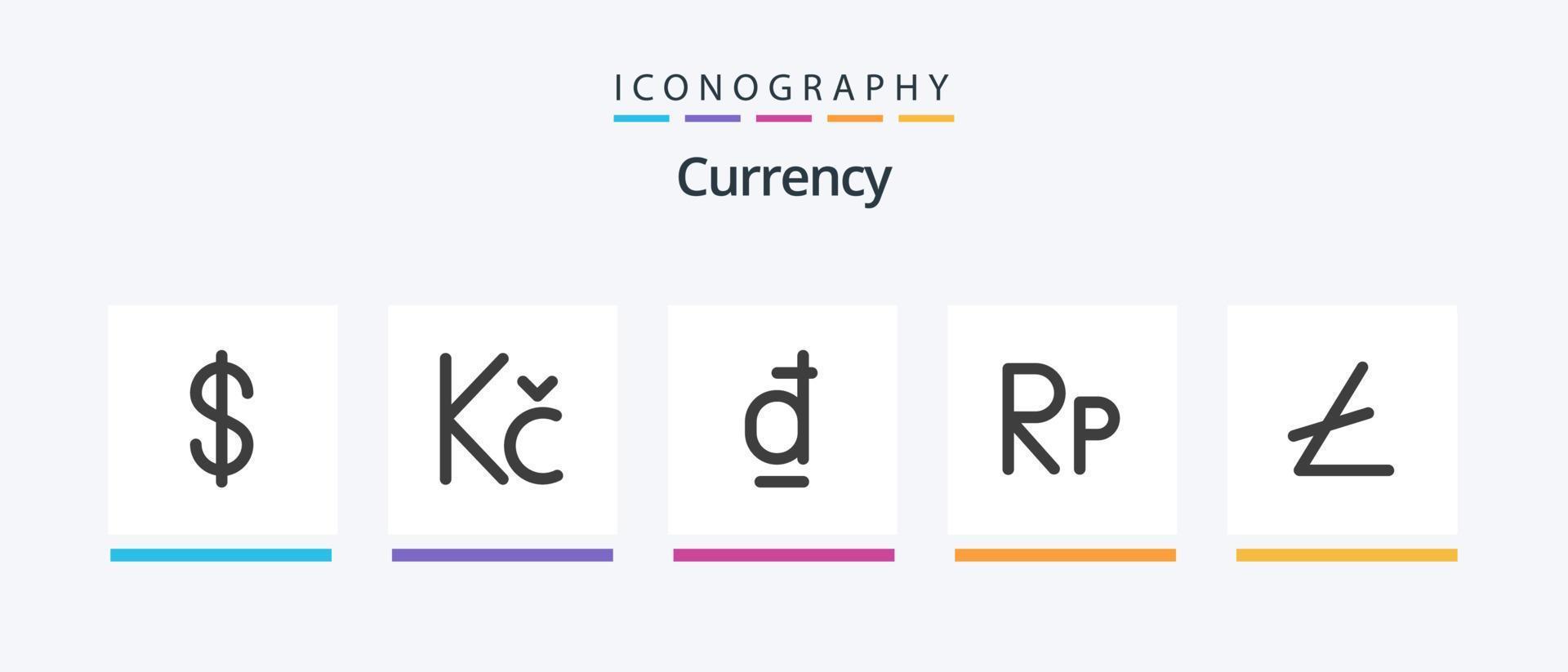 Paquete de 5 íconos planos de moneda que incluye . criptomoneda Vietnam. cadena de bloques. rupia diseño de iconos creativos vector