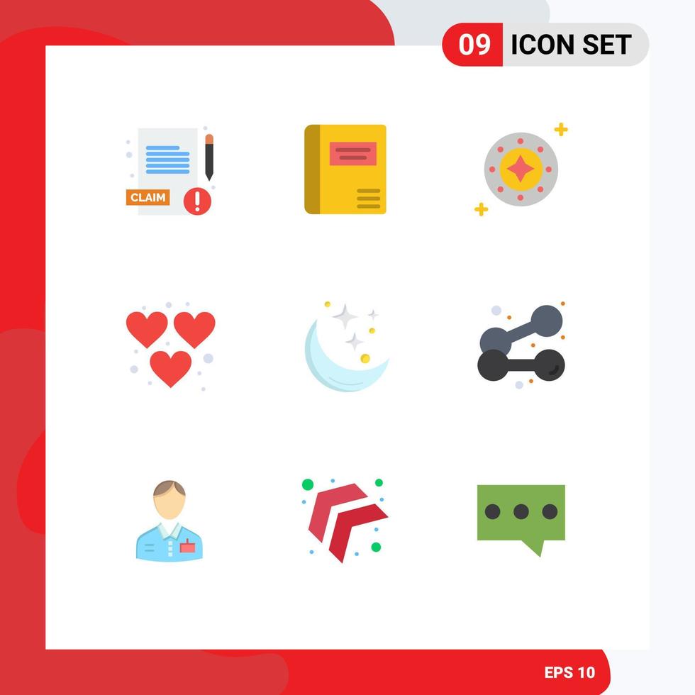 Set of 9 Modern UI Icons Symbols Signs for moon game galaxy fun universe Editable Vector Design Elements