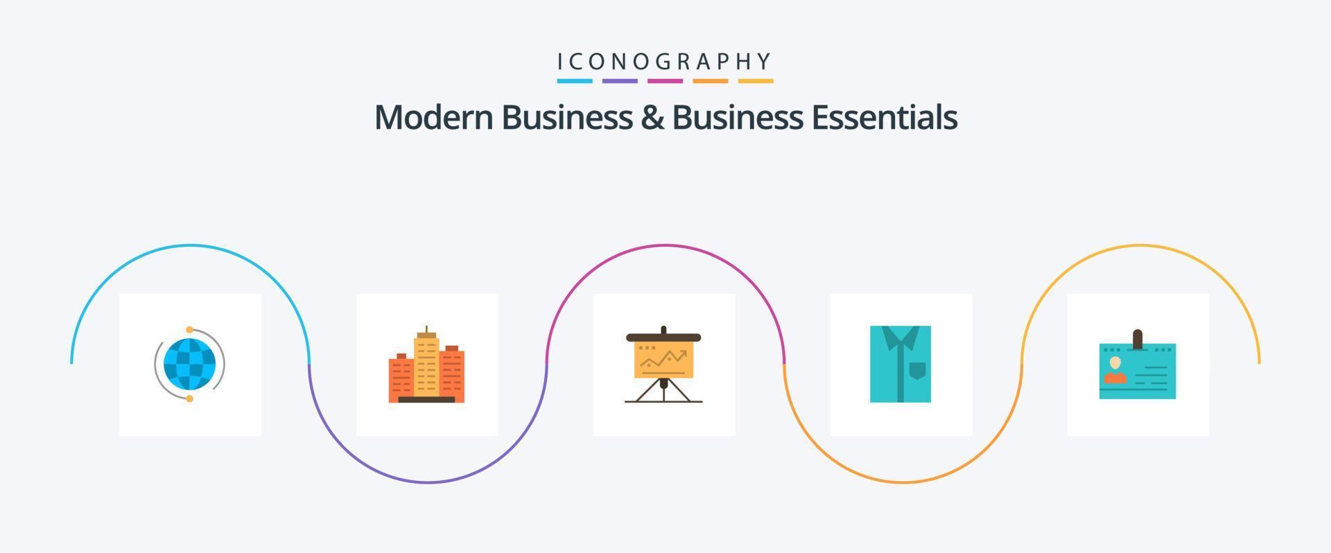 Modern Business And Business Essentials Flat 5 Icon Pack Including marketing. business. architecture. chart. property vector