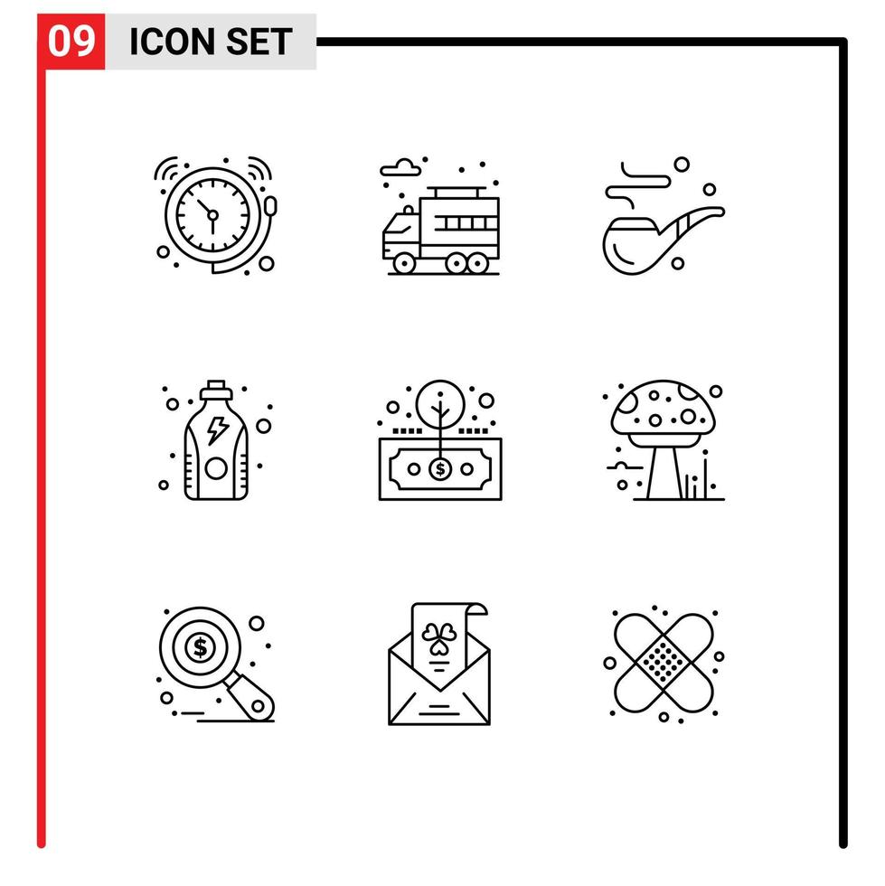 9 Outline concept for Websites Mobile and Apps finance protein cigar health diet Editable Vector Design Elements