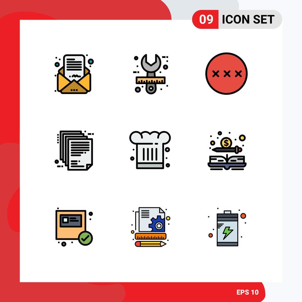 Stock Vector Icon Pack of 9 Line Signs and Symbols for paper enterprise architecture tool document security Editable Vector Design Elements