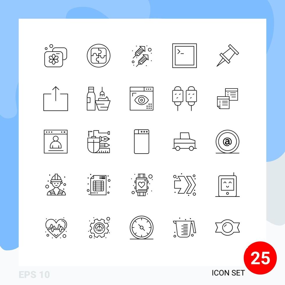 Set of 25 Commercial Lines pack for output pin rocket marker console Editable Vector Design Elements