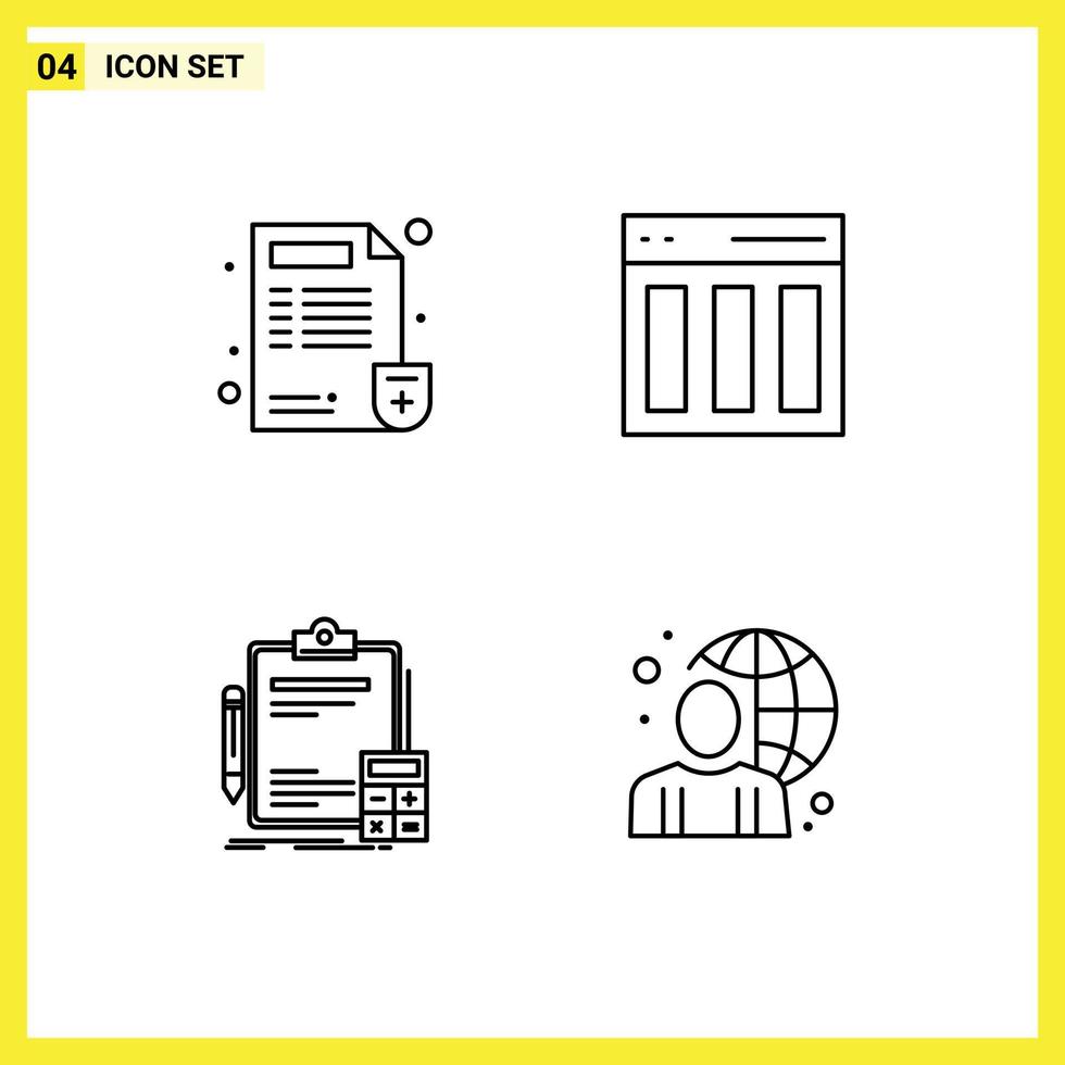 4 Thematic Vector Filledline Flat Colors and Editable Symbols of doctor accounting report content calculator Editable Vector Design Elements