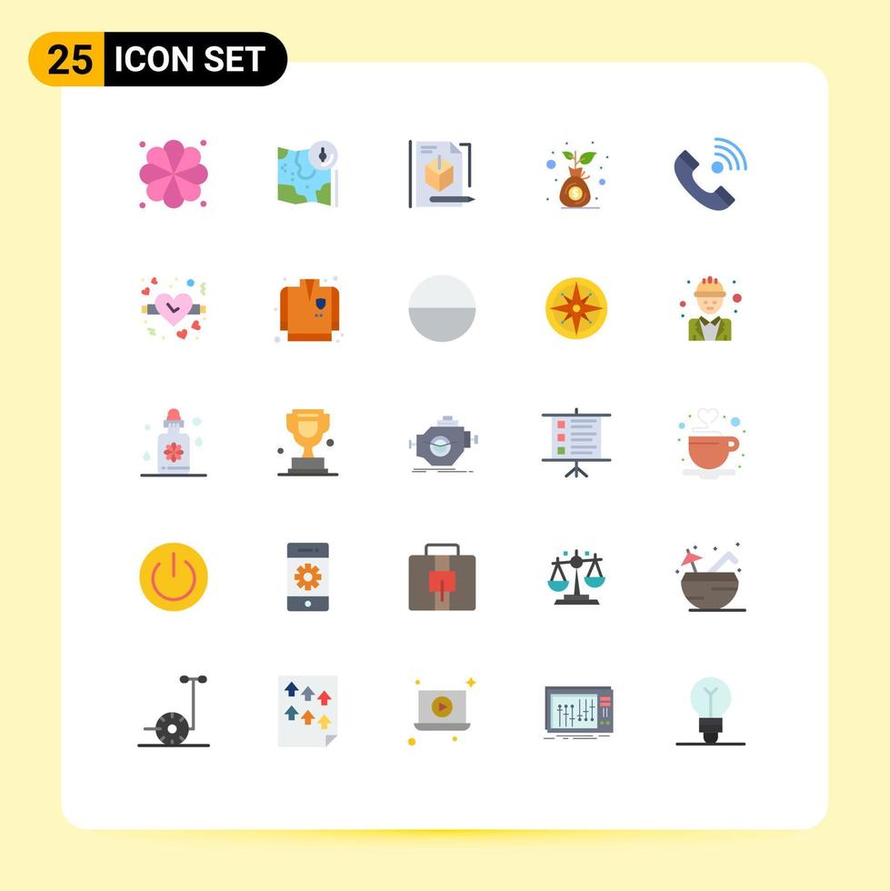 Stock Vector Icon Pack of 25 Line Signs and Symbols for contact money bag file investment budget Editable Vector Design Elements