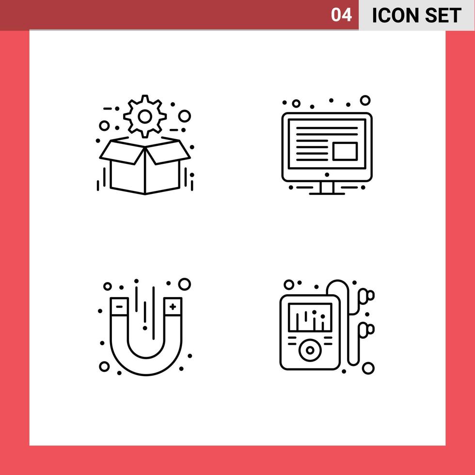 Pictogram Set of 4 Simple Filledline Flat Colors of box magnet package management magnetic Editable Vector Design Elements