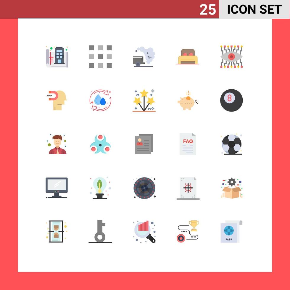 25 iconos creativos, signos y símbolos modernos del hotel, dormir, bloquear, cama, basura, elementos de diseño vectorial editables vector