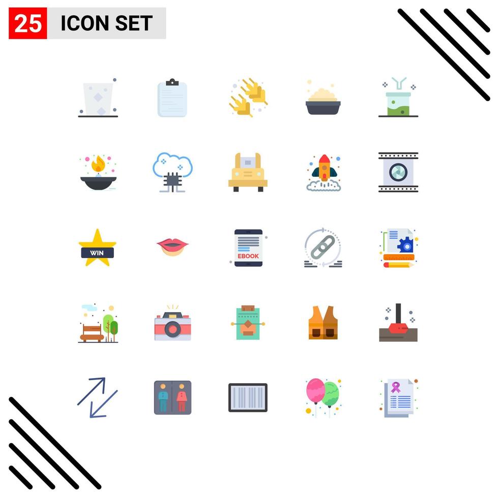 User Interface Pack of 25 Basic Flat Colors of data analytics washing checklist cleaning vegetable Editable Vector Design Elements