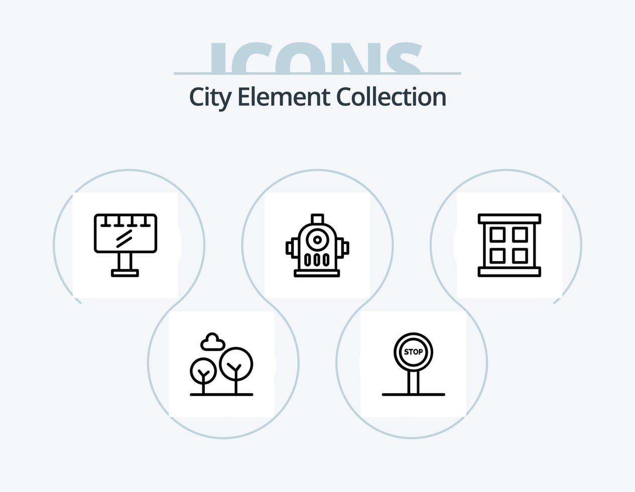 City Element Collection Line Icon Pack 5 Icon Design. city. journey. signs. been. journey vector