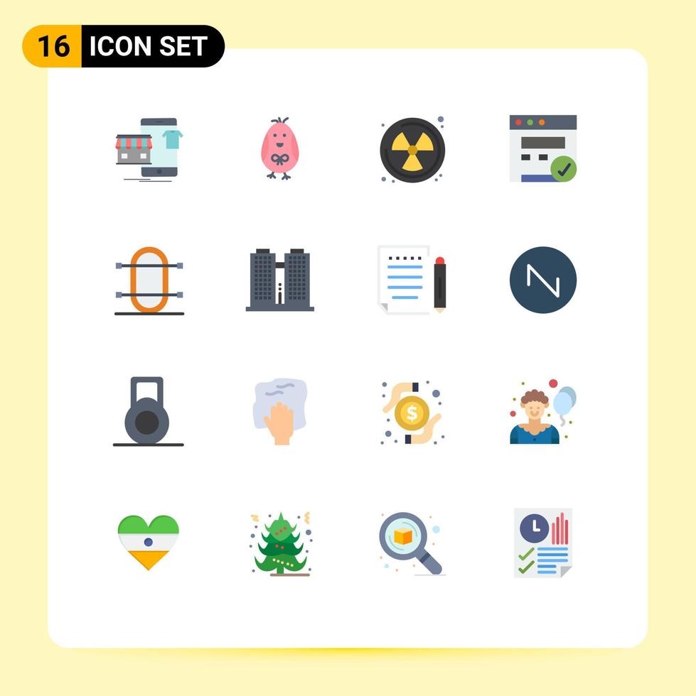 User Interface Pack of 16 Basic Flat Colors of physic crew happy web browser Editable Pack of Creative Vector Design Elements