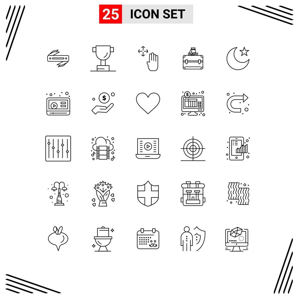 Set of 25 Modern UI Icons Symbols Signs for marketing star up moon case Editable Vector Design Elements