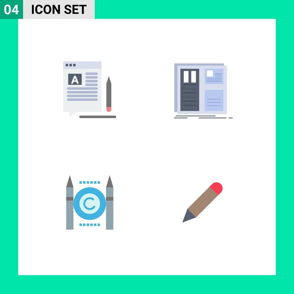 Modern Set of 4 Flat Icons and symbols such as blog ui article grid conflict Editable Vector Design Elements