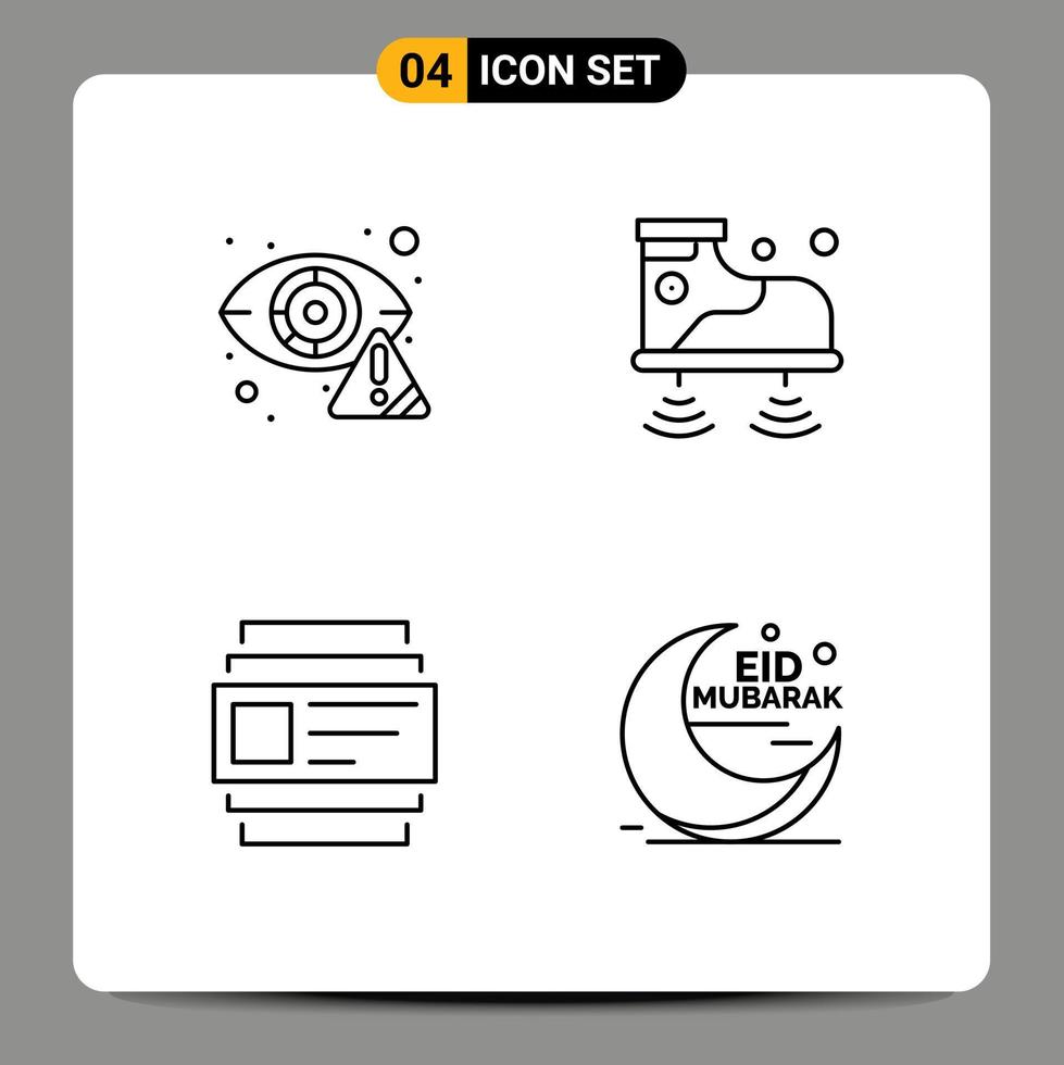 Group of 4 Filledline Flat Colors Signs and Symbols for crime cards eye wifi users Editable Vector Design Elements