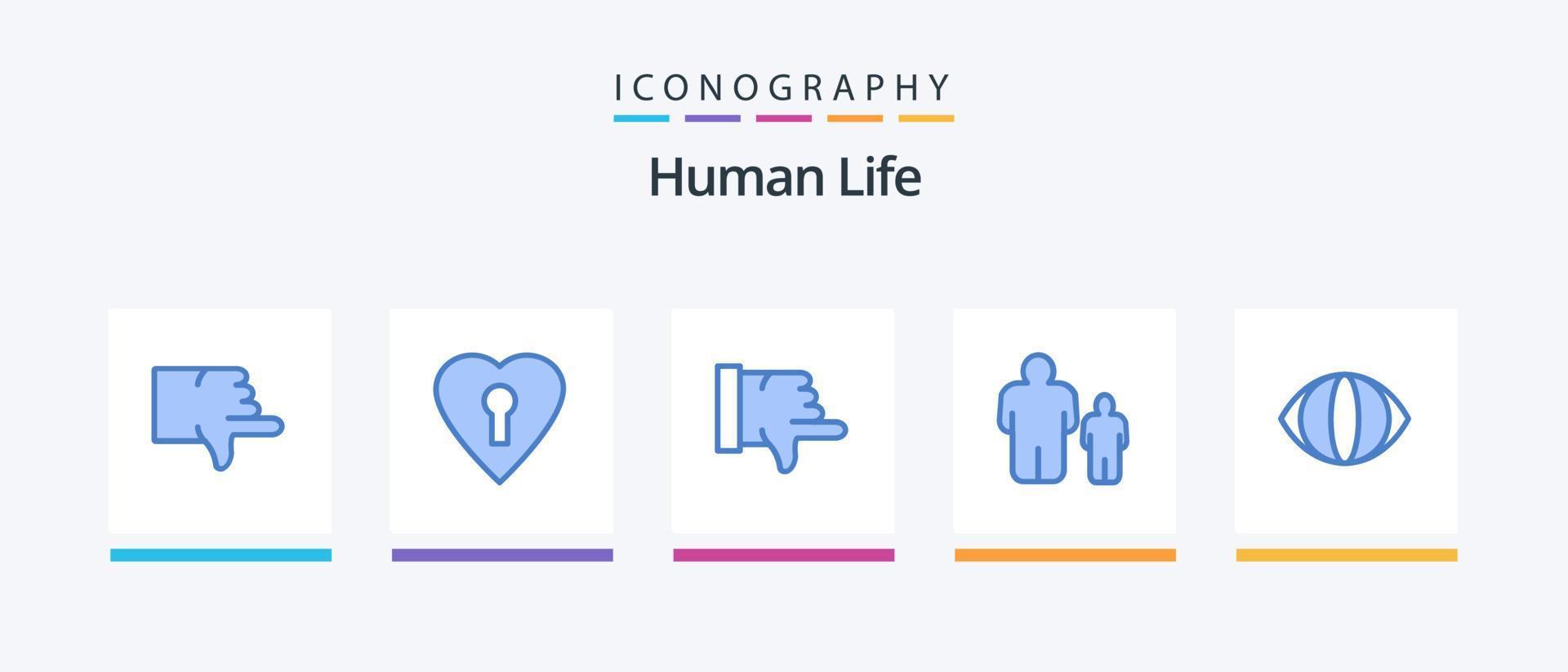 Human Blue 5 Icon Pack Including . face. thumbs down. eye. father. Creative Icons Design vector