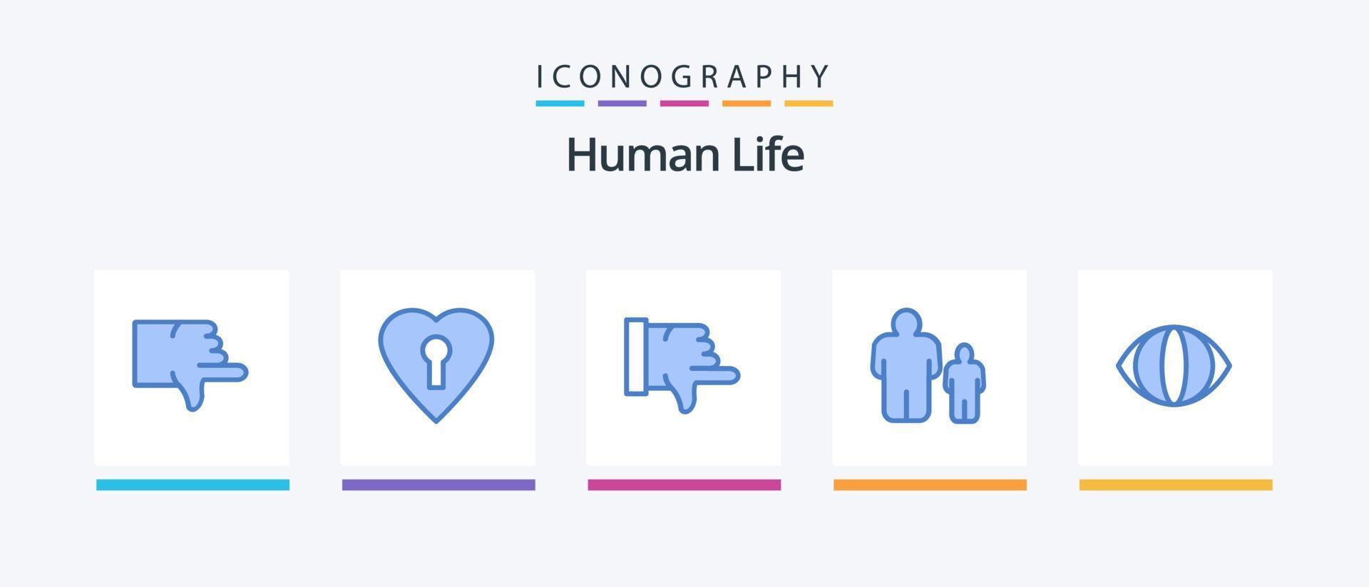 paquete de iconos azul humano 5 que incluye . rostro. pulgares abajo. ojo. padre. diseño de iconos creativos vector