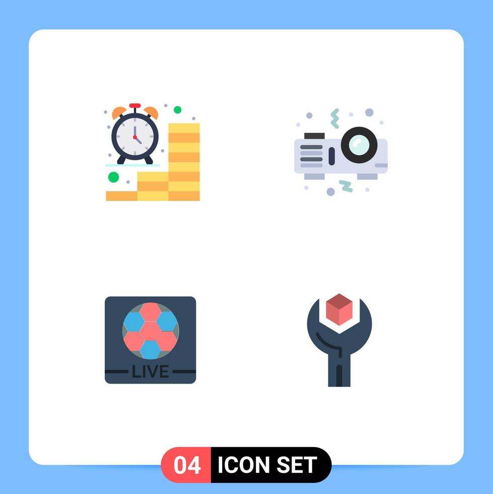 paquete de iconos planos de 4 símbolos universales de juegos de negocios finanzas noche fútbol elementos de diseño vectorial editables vector