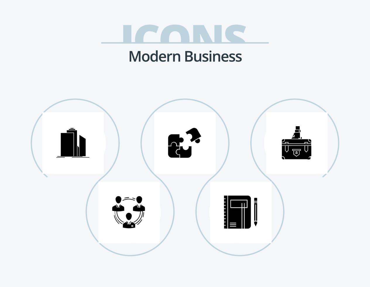 Modern Business Glyph Icon Pack 5 Icon Design. business. architecture. business. skyscraper. pen vector