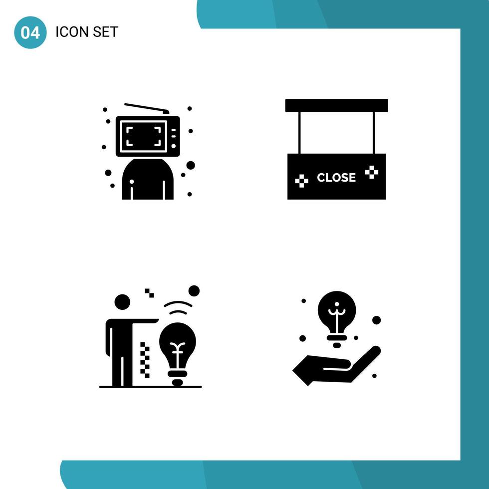 Set of Vector Solid Glyphs on Grid for blogger business online board bulb Editable Vector Design Elements