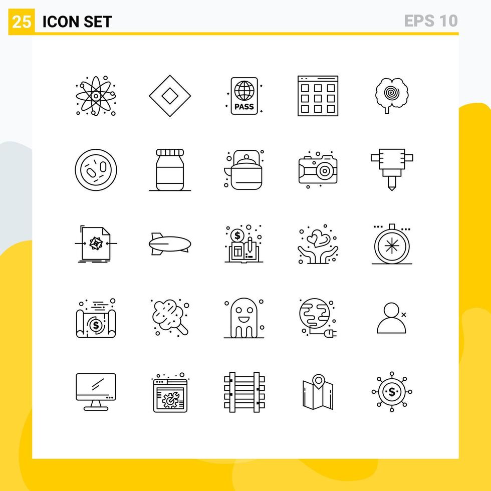 User Interface Pack of 25 Basic Lines of user interface symbols communication pool Editable Vector Design Elements