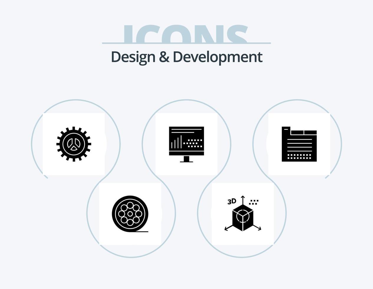 Design and Development Glyph Icon Pack 5 Icon Design. programing. design. programing. coding. web design vector