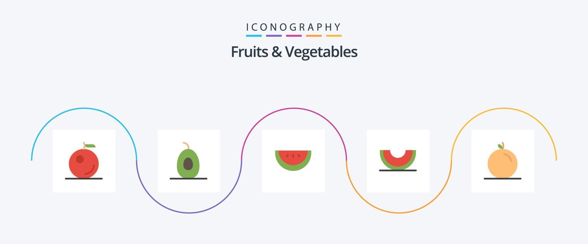 Fruits and Vegetables Flat 5 Icon Pack Including . food. pulp. fruit vector