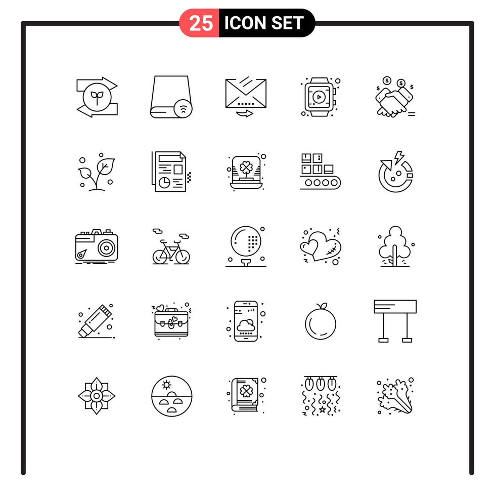 Universal Icon Symbols Group of 25 Modern Lines of marketing watch hardware smart watch reply Editable Vector Design Elements