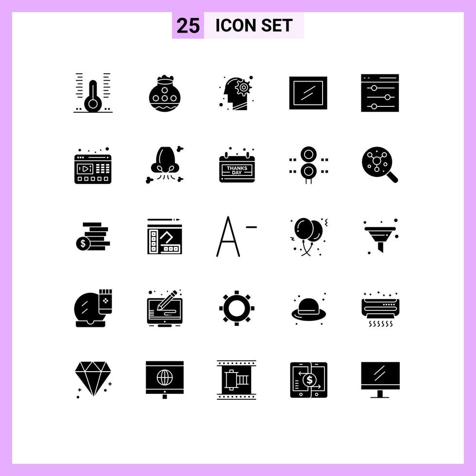 User Interface Pack of 25 Basic Solid Glyphs of communication interior pongal solution mind Editable Vector Design Elements