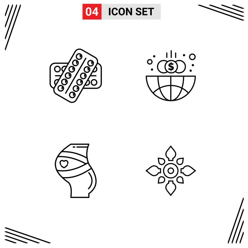 4 Creative Icons Modern Signs and Symbols of medicine belt tablet finance pregnancy Editable Vector Design Elements