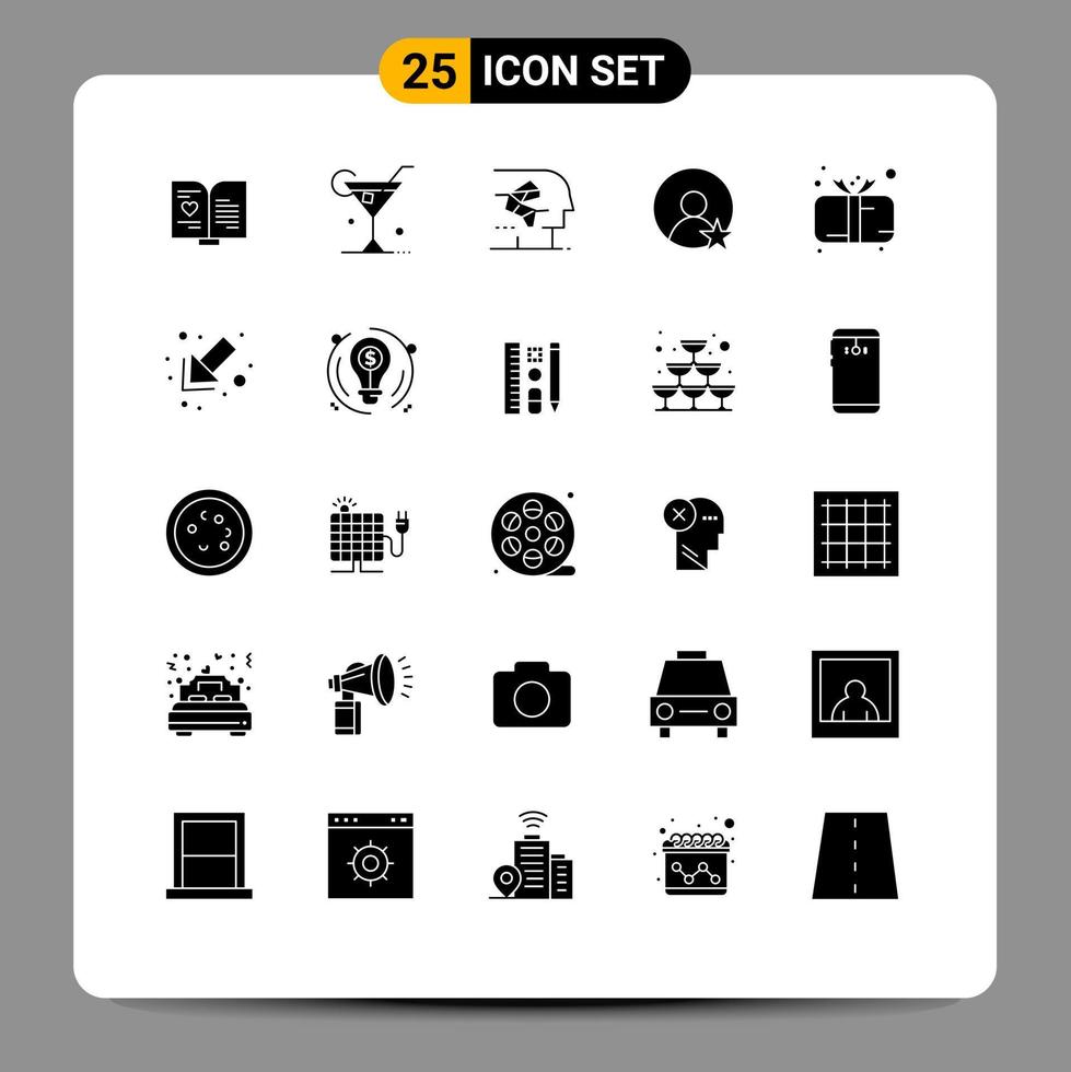 Pictogram Set of 25 Simple Solid Glyphs of baby profile android user interface Editable Vector Design Elements