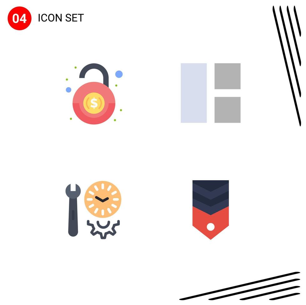Modern Set of 4 Flat Icons Pictograph of bank options security image settings Editable Vector Design Elements