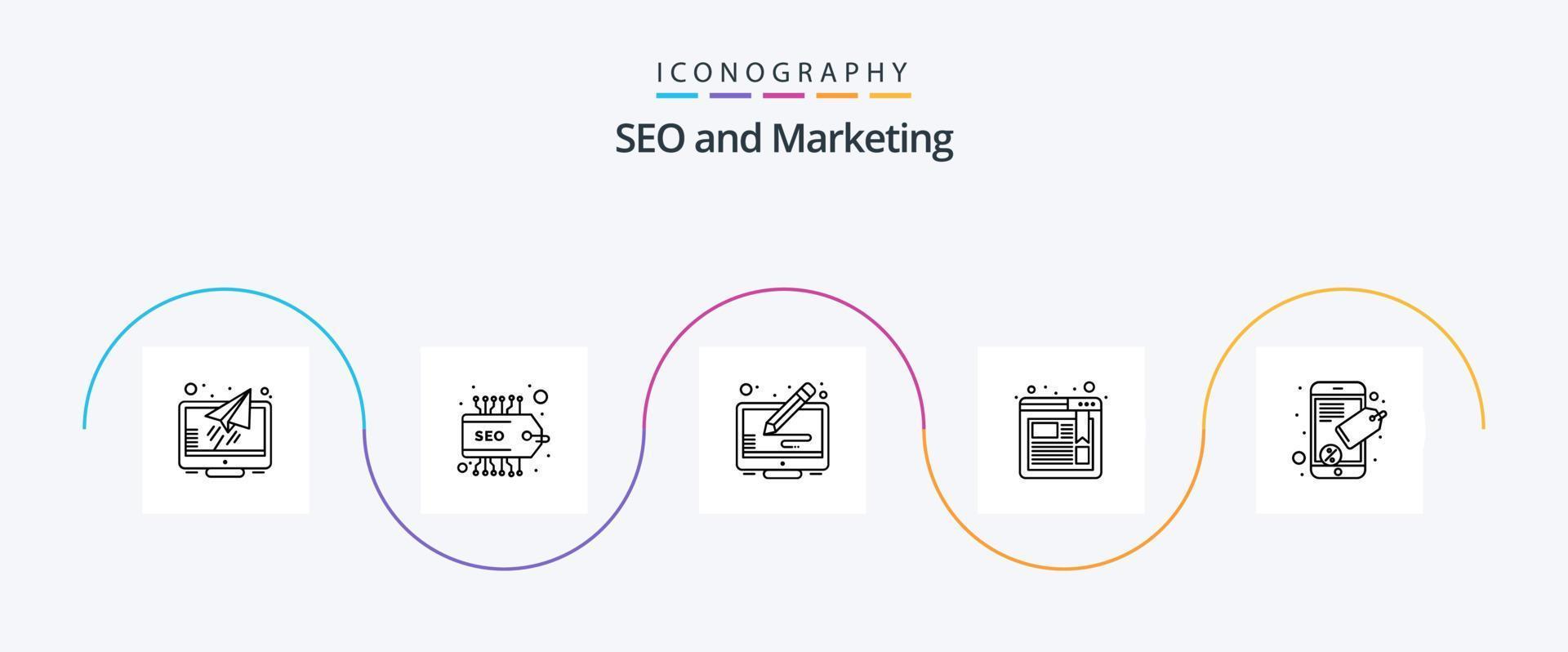 Seo Line 5 Icon Pack Including . mobile. copyright. connect. browser vector