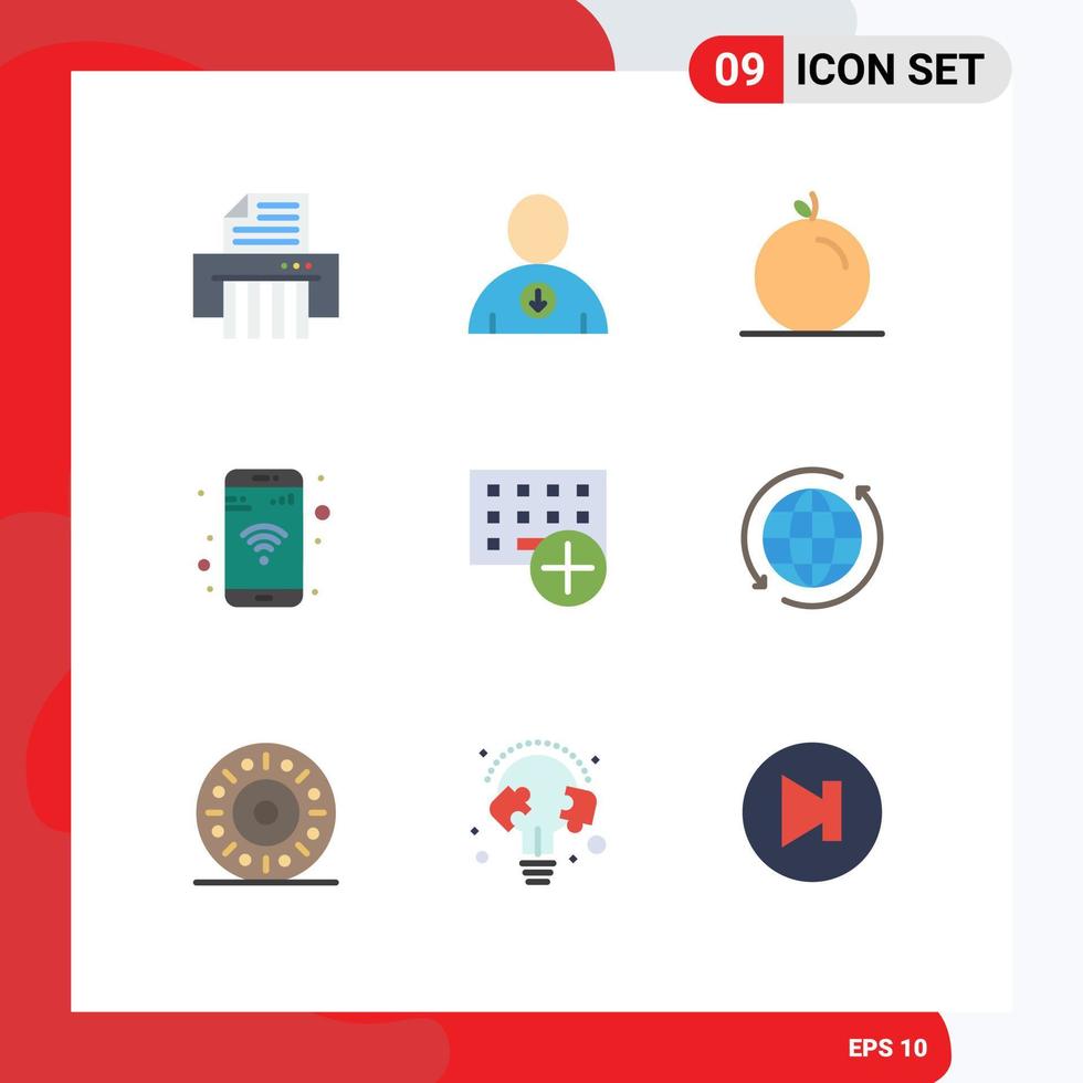 Mobile Interface Flat Color Set of 9 Pictograms of hardware devices pulp computers wifi Editable Vector Design Elements