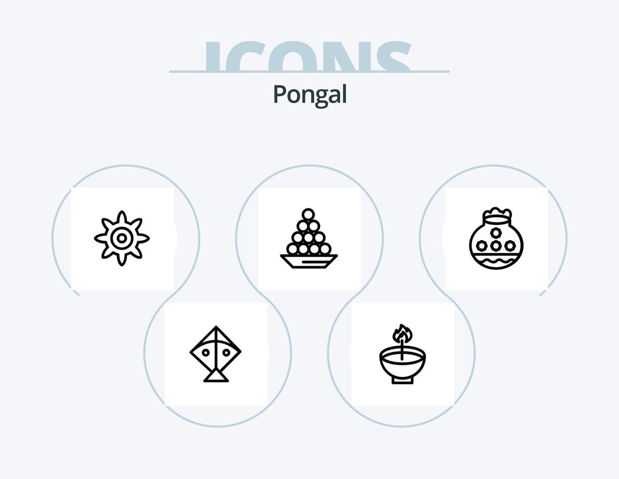 Pongal Line Icon Pack 5 Icon Design. sand. tree. gear. srilanka. indian vector