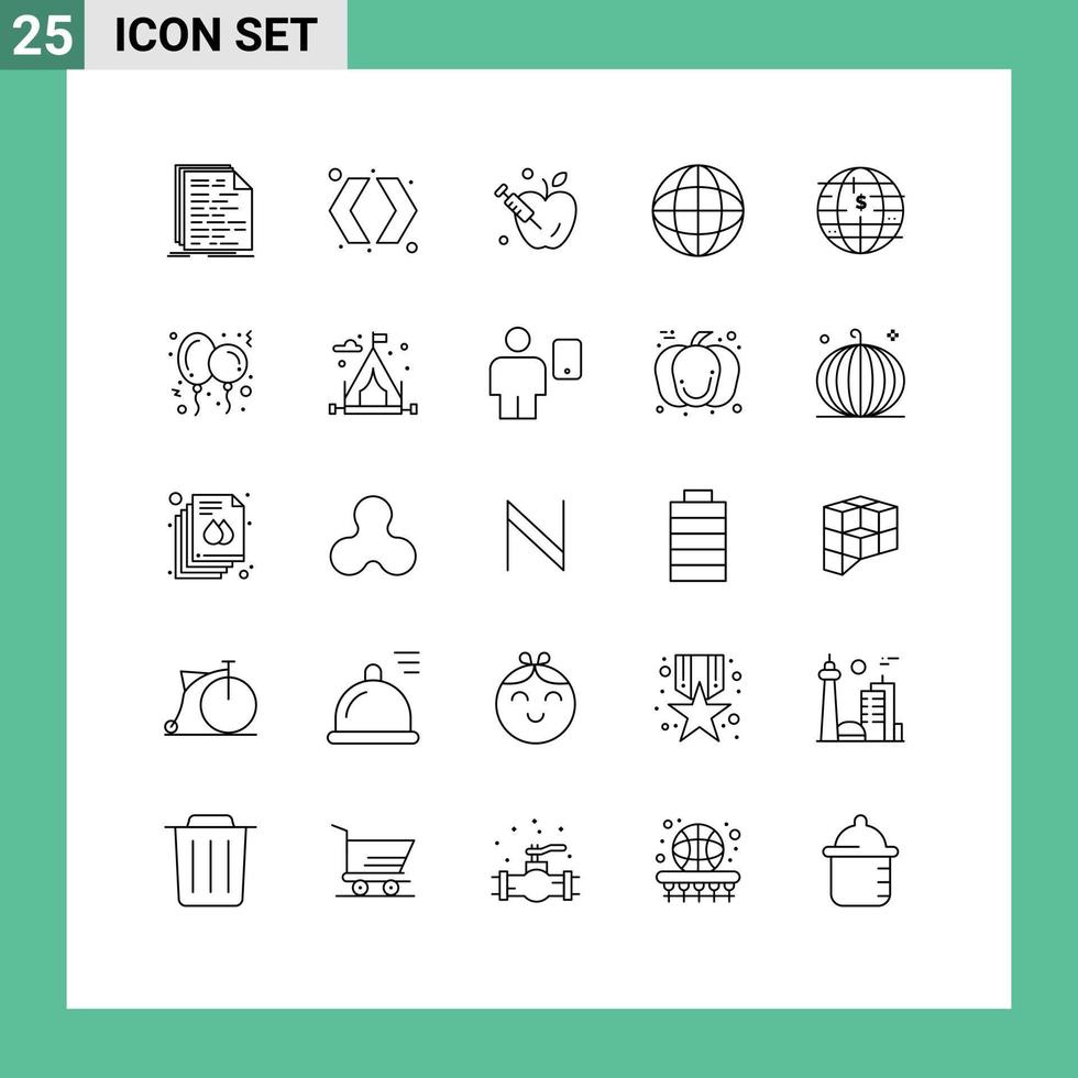 25 Line concept for Websites Mobile and Apps blockchain future of money right globe education Editable Vector Design Elements