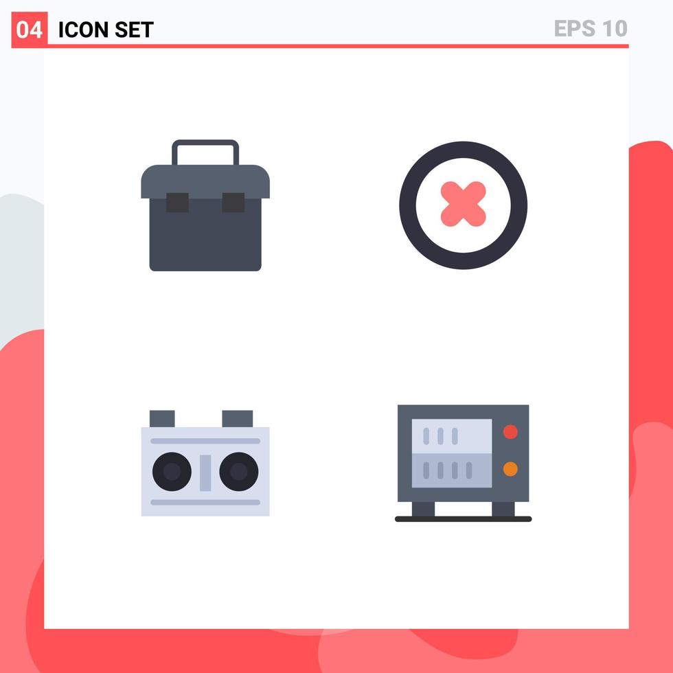 Group of 4 Modern Flat Icons Set for box photo toolbox play deposit Editable Vector Design Elements