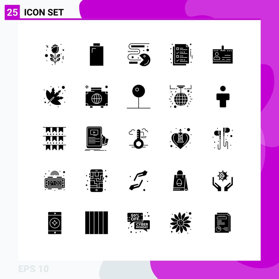 Stock Vector Icon Pack of 25 Line Signs and Symbols for contacts cards pacman page file Editable Vector Design Elements