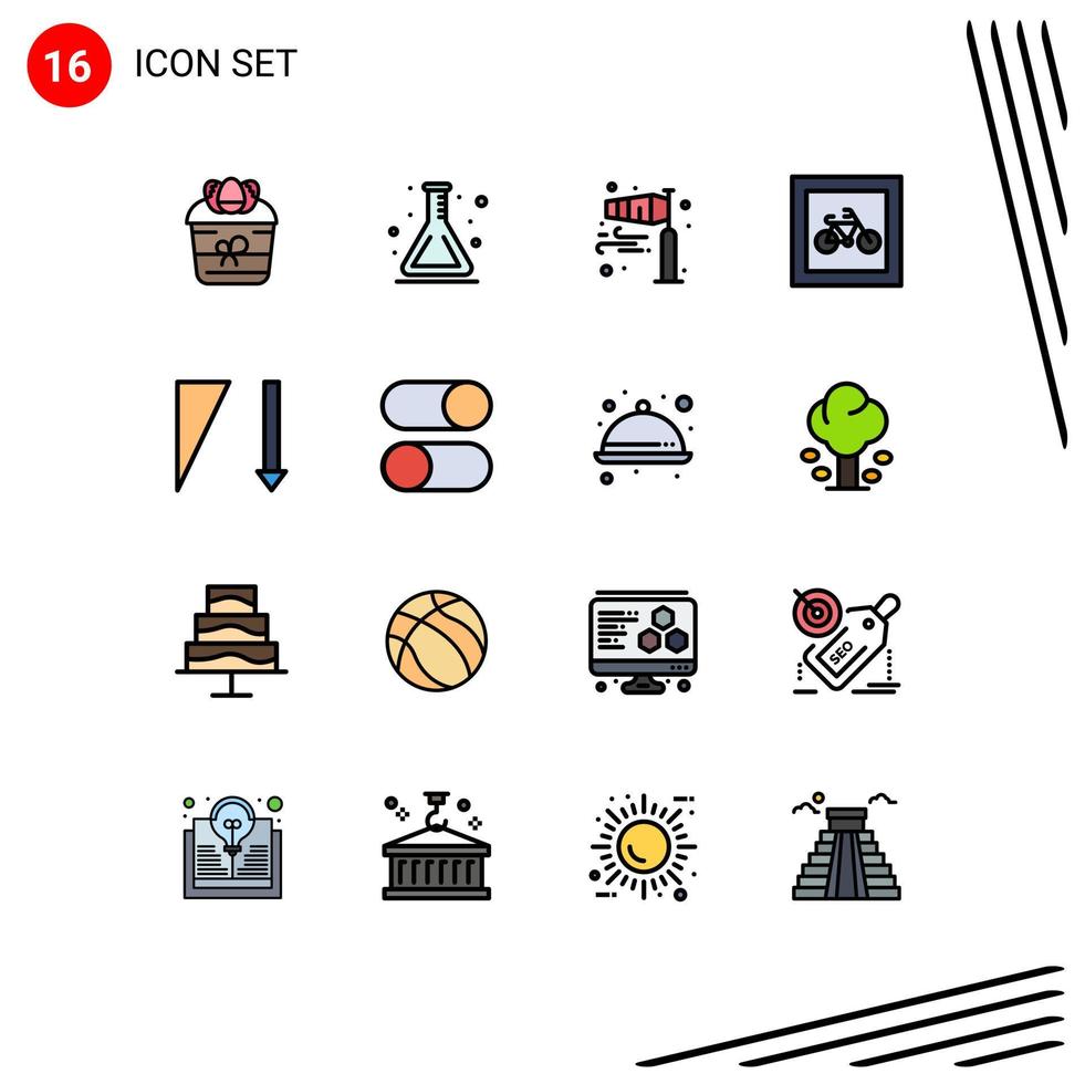 Flat Color Filled Line Pack of 16 Universal Symbols of transport parking back to school car pole wind Editable Creative Vector Design Elements
