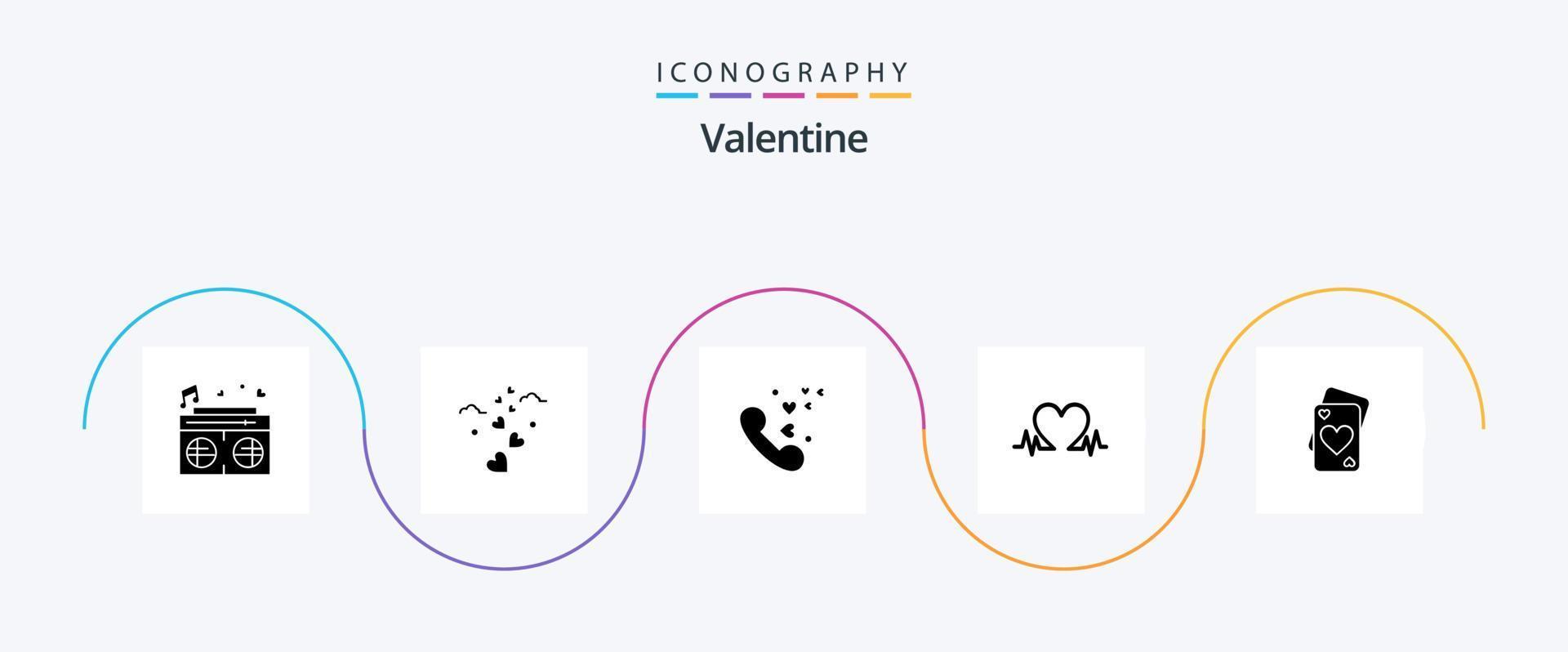 Valentine Glyph 5 Icon Pack Including love. love. hearts. day. valentine vector