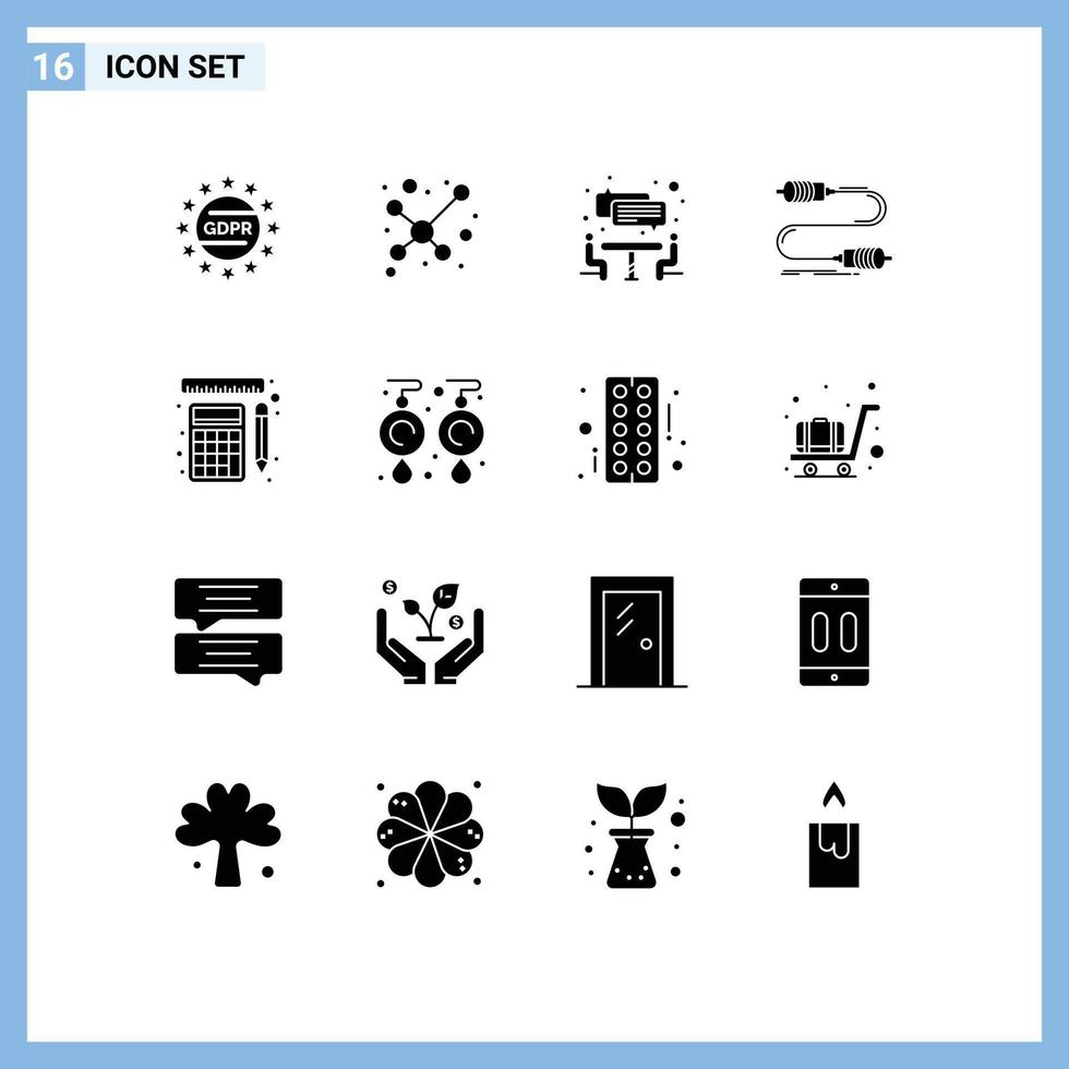 16 Creative Icons Modern Signs and Symbols of rulers measurement meeting wire interaction Editable Vector Design Elements