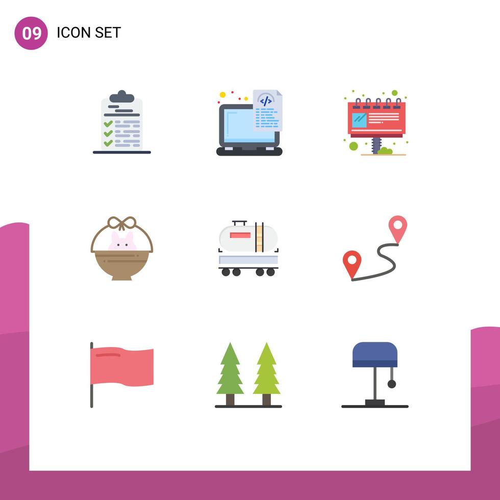 Universal Icon Symbols Group of 9 Modern Flat Colors of nature cart laptop basket marketing Editable Vector Design Elements