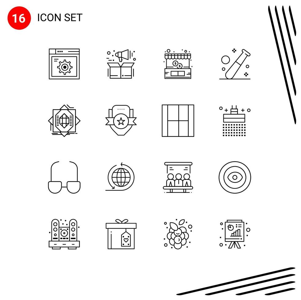 Pictogram Set of 16 Simple Outlines of abstract gym buy game ball Editable Vector Design Elements