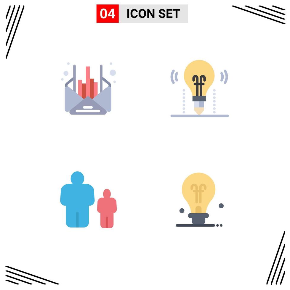 Universal Icon Symbols Group of 4 Modern Flat Icons of mail child message light father Editable Vector Design Elements