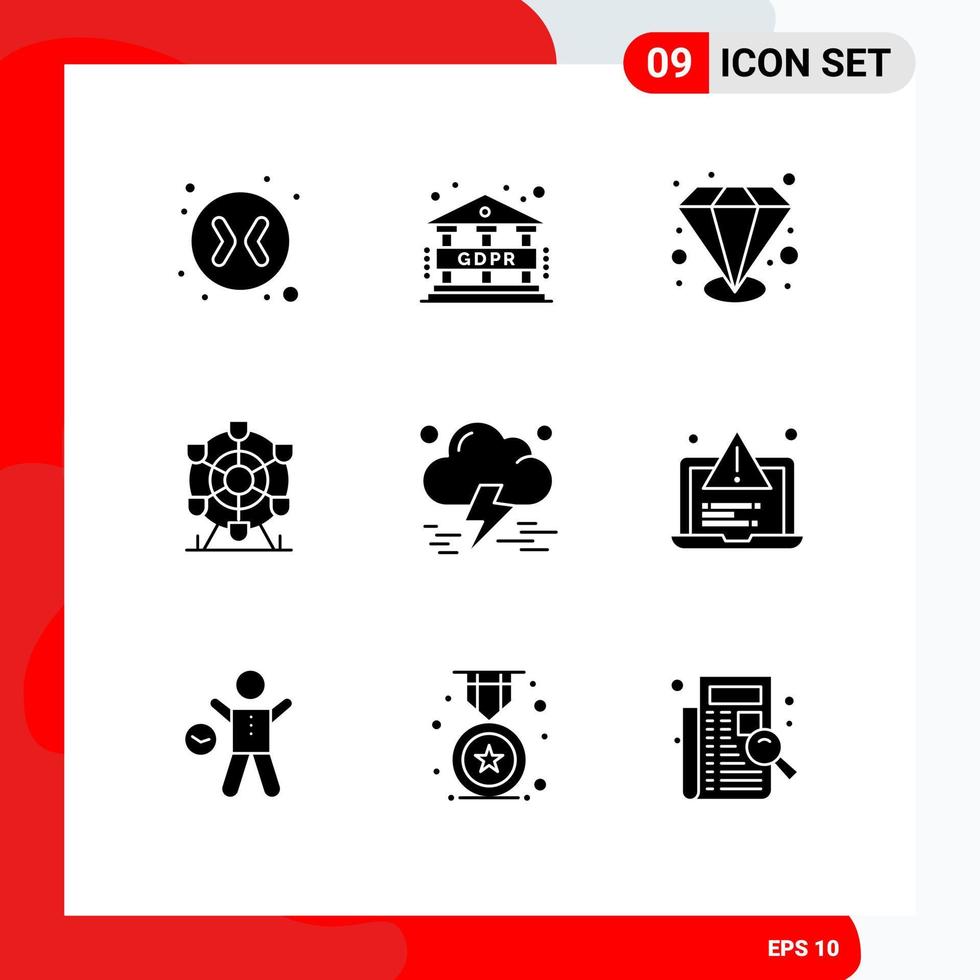 9 Universal Solid Glyphs Set for Web and Mobile Applications development storm value able insurance canada Editable Vector Design Elements