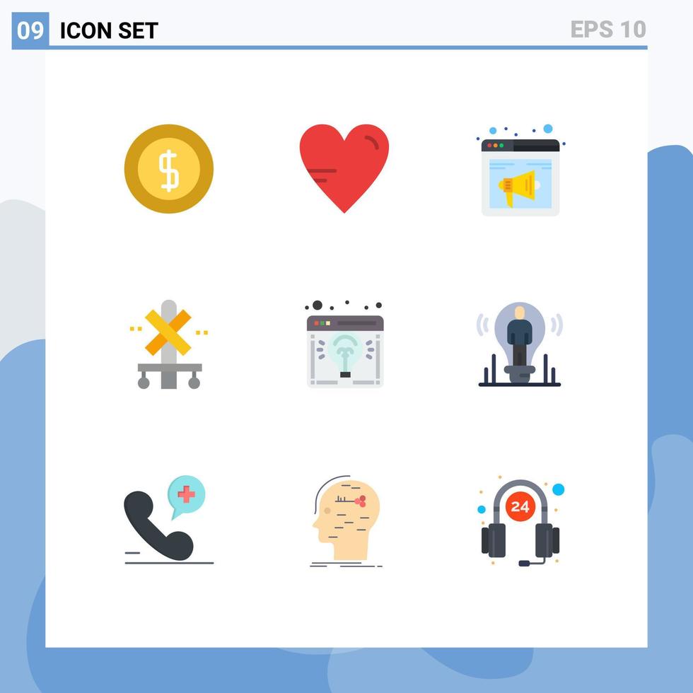 User Interface Pack of 9 Basic Flat Colors of browser station browser sign webpage Editable Vector Design Elements
