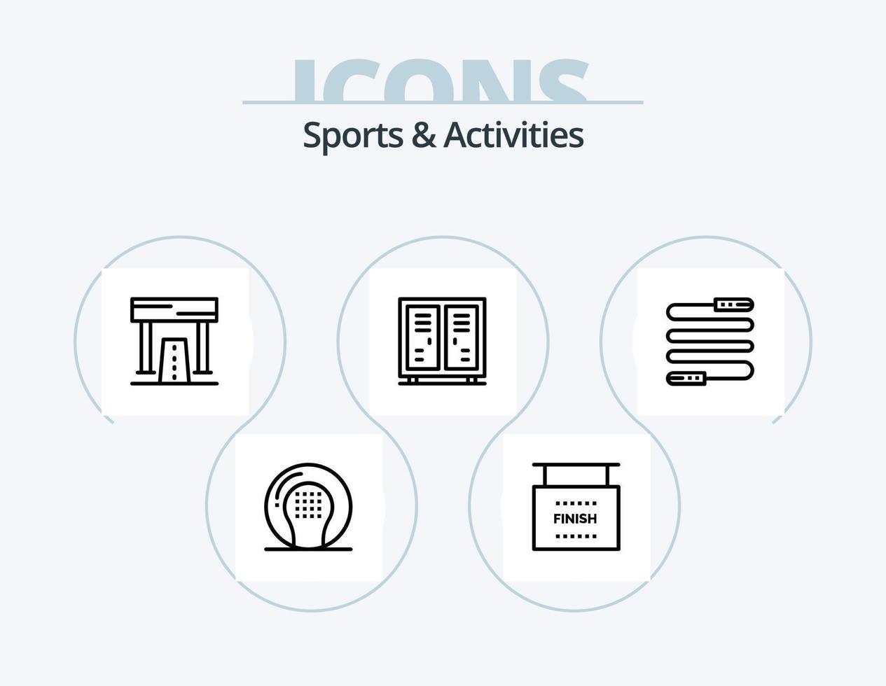 Sports and Activities Line Icon Pack 5 Icon Design. recreation. finish. recreation. athletics. sports vector
