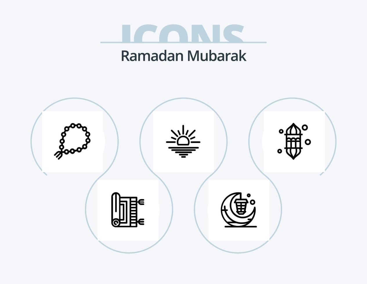 Ramadan Line Icon Pack 5 Icon Design. pray. kaaba. muslim. new. ramadan vector